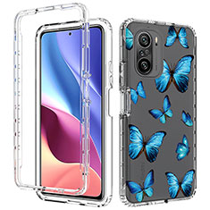 Ultra-thin Transparent Gel Soft Matte Finish Front and Back Case 360 Degrees Cover for Xiaomi Poco F3 5G Blue