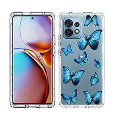 Ultra-thin Transparent Gel Soft Matte Finish Front and Back Case 360 Degrees Cover JX1 for Motorola Moto Edge 40 Pro 5G Blue