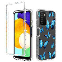 Ultra-thin Transparent Gel Soft Matte Finish Front and Back Case 360 Degrees Cover JX4 for Samsung Galaxy M02s Blue