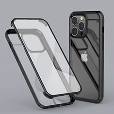 Ultra-thin Transparent Gel Soft Matte Finish Front and Back Case 360 Degrees Cover LK1 for Apple iPhone 13 Pro Max Black