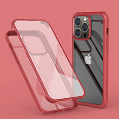 Ultra-thin Transparent Gel Soft Matte Finish Front and Back Case 360 Degrees Cover LK1 for Apple iPhone 13 Pro Max Red