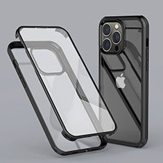 Ultra-thin Transparent Gel Soft Matte Finish Front and Back Case 360 Degrees Cover LK1 for Apple iPhone 15 Pro Black