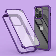 Ultra-thin Transparent Gel Soft Matte Finish Front and Back Case 360 Degrees Cover LK1 for Apple iPhone 15 Pro Purple