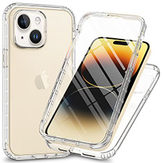 Ultra-thin Transparent Gel Soft Matte Finish Front and Back Case 360 Degrees Cover ZJ1 for Apple iPhone 15 Clear