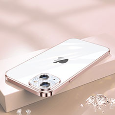 Ultra-thin Transparent TPU Soft Case Cover Bling-Bling LD2 for Apple iPhone 15 Plus Rose Gold