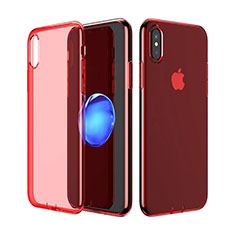 Ultra-thin Transparent TPU Soft Case Cover for Apple iPhone Xs Red