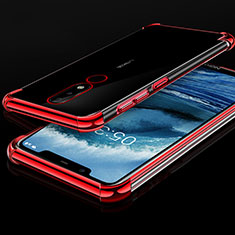 Ultra-thin Transparent TPU Soft Case Cover H01 for Nokia X5 Red