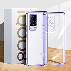 Ultra-thin Transparent TPU Soft Case Cover H01 for Vivo iQOO 8 Pro 5G Purple