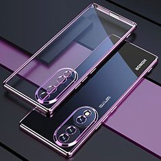 Ultra-thin Transparent TPU Soft Case Cover H02 for Huawei Honor 70 5G Purple