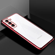 Ultra-thin Transparent TPU Soft Case Cover H02 for Samsung Galaxy S21 FE 5G Red