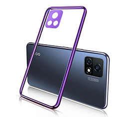 Ultra-thin Transparent TPU Soft Case Cover H02 for Vivo iQOO U3 5G Purple