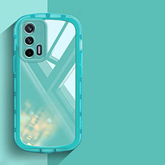 Ultra-thin Transparent TPU Soft Case Cover H03 for Realme Q3 Pro 5G Cyan