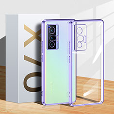 Ultra-thin Transparent TPU Soft Case Cover H03 for Vivo X70t Purple