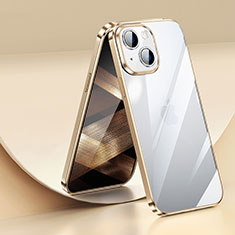 Ultra-thin Transparent TPU Soft Case Cover LD2 for Apple iPhone 15 Plus Gold