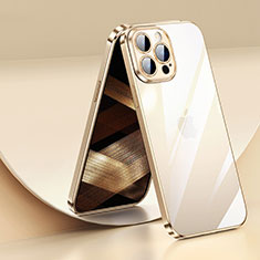 Ultra-thin Transparent TPU Soft Case Cover LD2 for Apple iPhone 15 Pro Gold