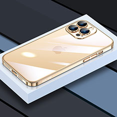 Ultra-thin Transparent TPU Soft Case Cover LD4 for Apple iPhone 13 Pro Gold