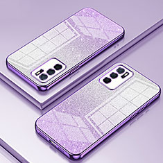 Ultra-thin Transparent TPU Soft Case Cover SY2 for Oppo A54s Purple