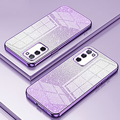 Ultra-thin Transparent TPU Soft Case Cover SY2 for Oppo A55 5G Purple