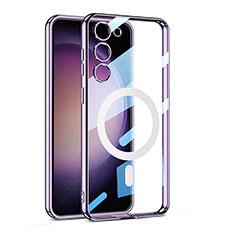 Ultra-thin Transparent TPU Soft Case Cover with Mag-Safe Magnetic AC1 for Samsung Galaxy S23 Plus 5G Purple