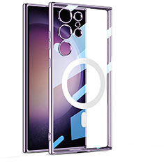 Ultra-thin Transparent TPU Soft Case Cover with Mag-Safe Magnetic AC1 for Samsung Galaxy S24 Ultra 5G Purple