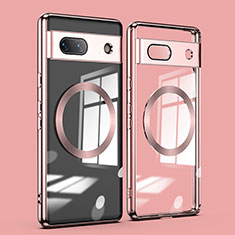 Ultra-thin Transparent TPU Soft Case Cover with Mag-Safe Magnetic AN1 for Google Pixel 7a 5G Rose Gold