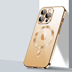 Ultra-thin Transparent TPU Soft Case Cover with Mag-Safe Magnetic LD2 for Apple iPhone 14 Pro Gold