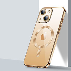 Ultra-thin Transparent TPU Soft Case Cover with Mag-Safe Magnetic LD2 for Apple iPhone 15 Gold