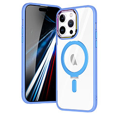 Ultra-thin Transparent TPU Soft Case Cover with Mag-Safe Magnetic SD1 for Apple iPhone 15 Pro Max Sky Blue