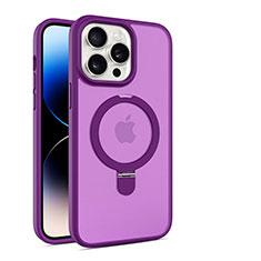 Ultra-thin Transparent TPU Soft Case Cover with Mag-Safe Magnetic T02 for Apple iPhone 16 Pro Max Purple