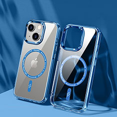 Ultra-thin Transparent TPU Soft Case Cover with Mag-Safe Magnetic TB1 for Apple iPhone 14 Plus Blue