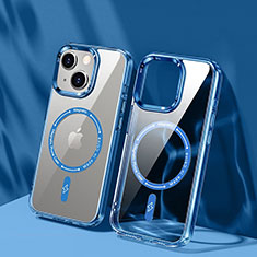 Ultra-thin Transparent TPU Soft Case Cover with Mag-Safe Magnetic TB1 for Apple iPhone 15 Blue