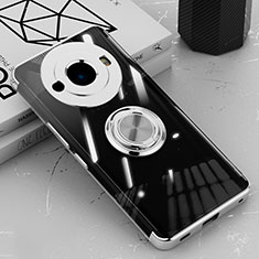 Ultra-thin Transparent TPU Soft Case Cover with Magnetic Finger Ring Stand AN1 for Sharp Aquos R8 Pro Silver