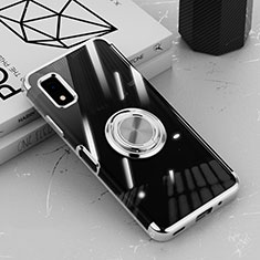 Ultra-thin Transparent TPU Soft Case Cover with Magnetic Finger Ring Stand AN1 for Sharp Aquos wish3 Silver