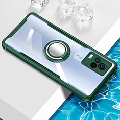 Ultra-thin Transparent TPU Soft Case Cover with Magnetic Finger Ring Stand BH1 for Vivo iQOO 7 Legend 5G Green