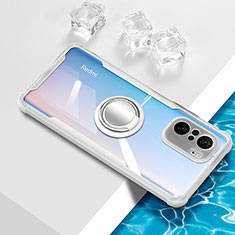 Ultra-thin Transparent TPU Soft Case Cover with Magnetic Finger Ring Stand BH1 for Xiaomi Redmi K40 Pro+ Plus 5G White