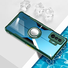 Ultra-thin Transparent TPU Soft Case Cover with Magnetic Finger Ring Stand BH1 for Xiaomi Redmi K50 Gaming AMG F1 5G Green