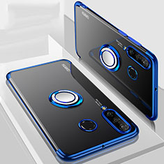 Ultra-thin Transparent TPU Soft Case Cover with Magnetic Finger Ring Stand C01 for Huawei Nova 4e Blue