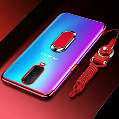 Ultra-thin Transparent TPU Soft Case Cover with Magnetic Finger Ring Stand C01 for Oppo RX17 Pro Red