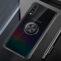 Ultra-thin Transparent TPU Soft Case Cover with Magnetic Finger Ring Stand C01 for Samsung Galaxy A70S Black