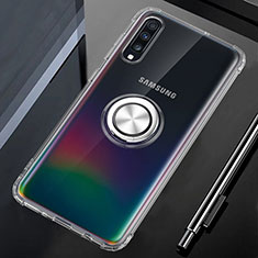 Ultra-thin Transparent TPU Soft Case Cover with Magnetic Finger Ring Stand C01 for Samsung Galaxy A70S Clear