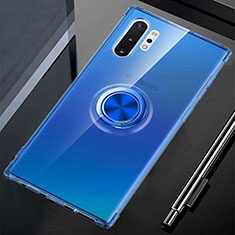 Ultra-thin Transparent TPU Soft Case Cover with Magnetic Finger Ring Stand C01 for Samsung Galaxy Note 10 Plus Blue