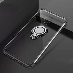 Ultra-thin Transparent TPU Soft Case Cover with Magnetic Finger Ring Stand C02 for Huawei Mate 20 X 5G Black