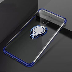 Ultra-thin Transparent TPU Soft Case Cover with Magnetic Finger Ring Stand C02 for Huawei Mate 20 X 5G Blue