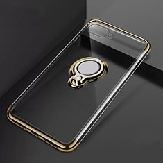 Ultra-thin Transparent TPU Soft Case Cover with Magnetic Finger Ring Stand C02 for Oppo K1 Gold