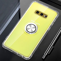 Ultra-thin Transparent TPU Soft Case Cover with Magnetic Finger Ring Stand C02 for Samsung Galaxy S10e Clear