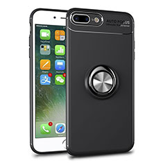 Ultra-thin Transparent TPU Soft Case Cover with Magnetic Finger Ring Stand S01 for Apple iPhone 8 Plus Black