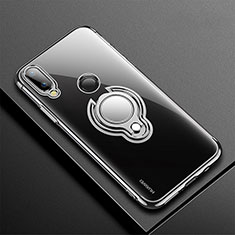 Ultra-thin Transparent TPU Soft Case Cover with Magnetic Finger Ring Stand S01 for Huawei P20 Lite Black