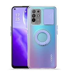 Ultra-thin Transparent TPU Soft Case Cover with Stand for Oppo A94 5G Purple