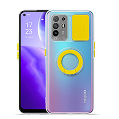 Ultra-thin Transparent TPU Soft Case Cover with Stand for Oppo Reno5 Z 5G Yellow