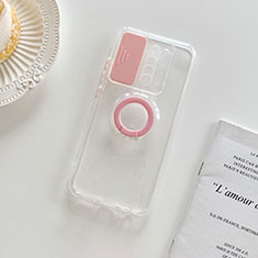 Ultra-thin Transparent TPU Soft Case Cover with Stand for Xiaomi Poco M2 Pink